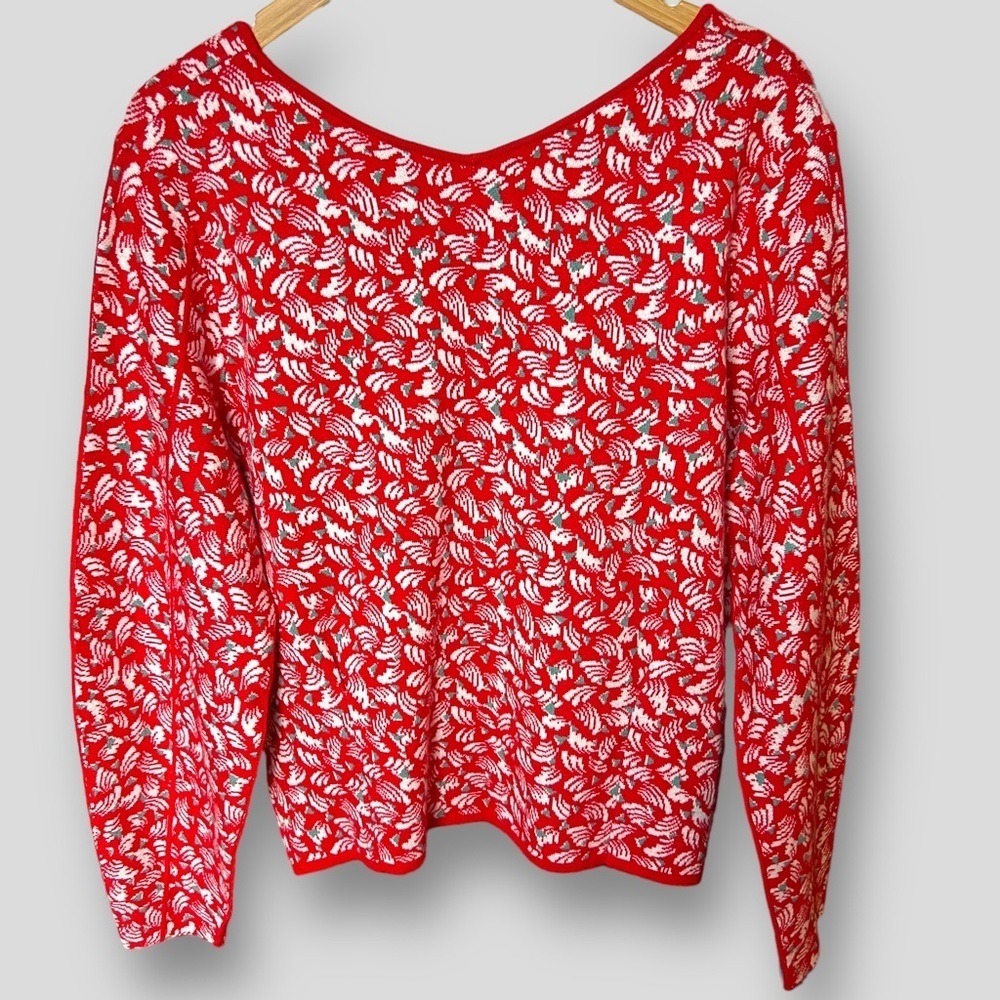 Anthropologie Maeve Lupita V-Neck Sweater Color Red. - Picture 2 of 5